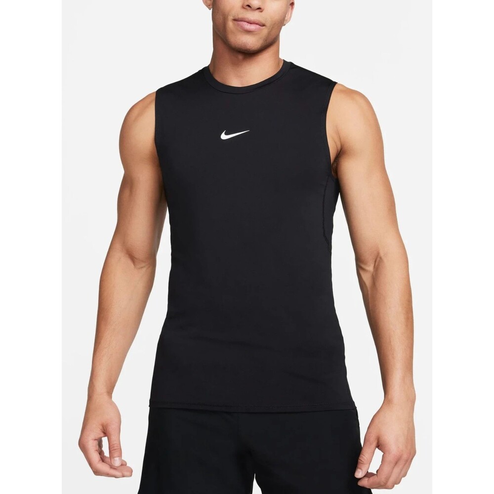 Nike Pro Men's Dri-FIT Slim Fit Sleeveless Compression Top - Black/White, Size M